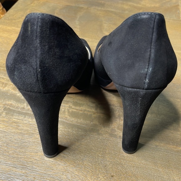 PRADA Black Suede Open Peep Toe Platform High Heel Pumps - Picture 8 of 16